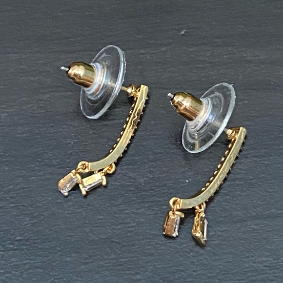 CRISTALLO CZ Cubic Zirconia Pave Gold-tone Drop Earrings - Picture 6 of 12